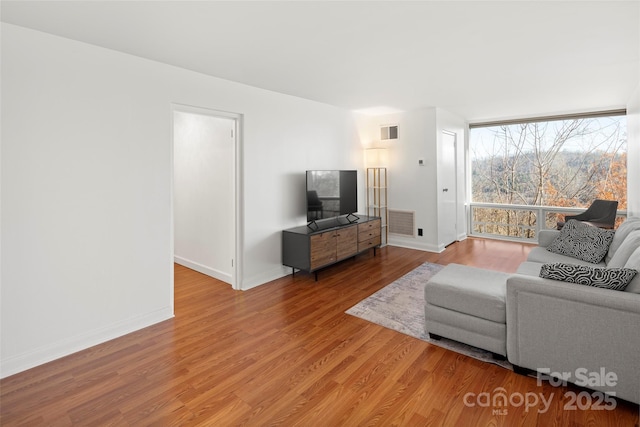 living room with light wood-type flooring