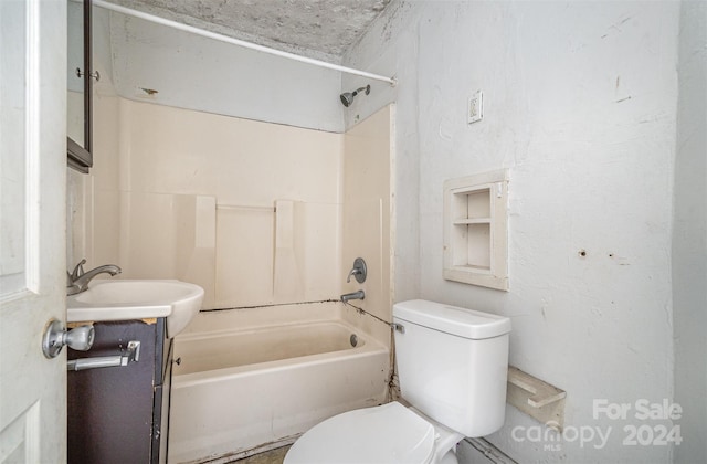 full bathroom with vanity, toilet, and tub / shower combination