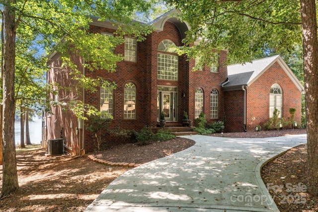 view of front of house with central air condition unit