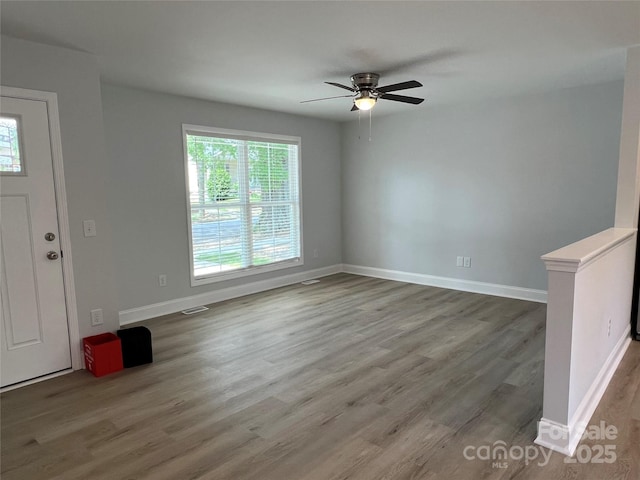 718 Park Ave, Salisbury, NC 28144 - foyer entrance with plenty of natural light, wood finished floors, a ceiling fan, and baseboards