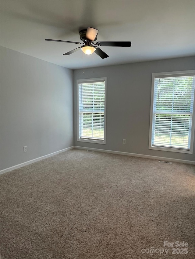 718 Park Ave, Salisbury, NC 28144 - spare room featuring plenty of natural light, baseboards, a ceiling fan, and carpet flooring