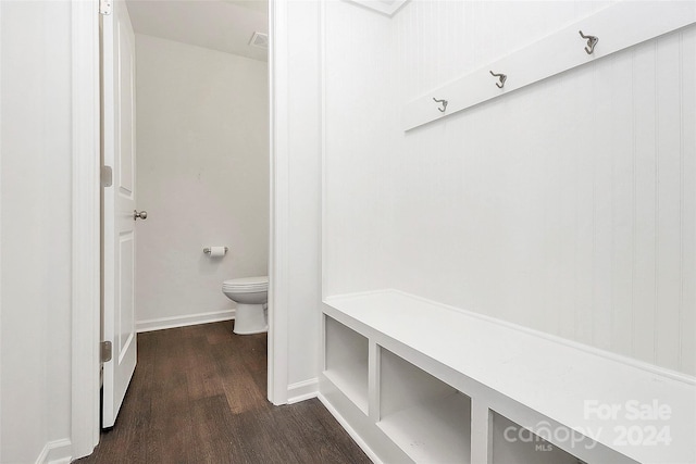 mudroom with dark hardwood / wood-style flooring