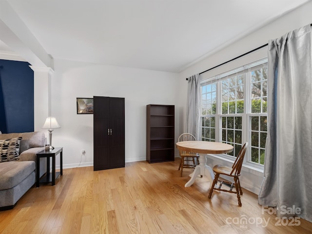 dining room with light hardwood / wood-style flooring