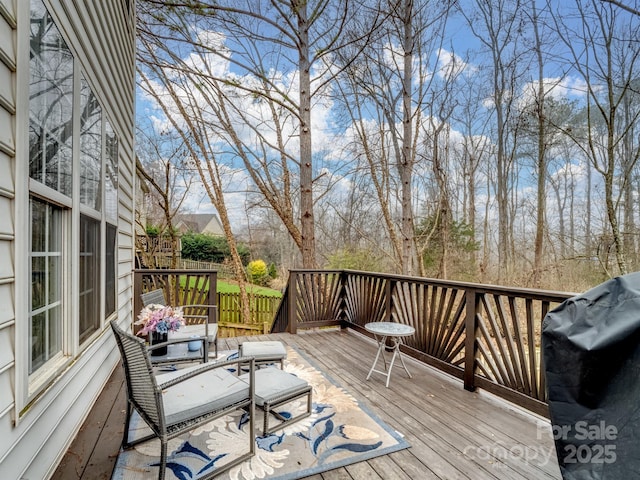 deck featuring area for grilling