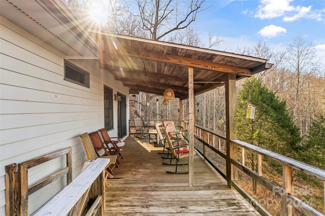 wooden deck with covered porch