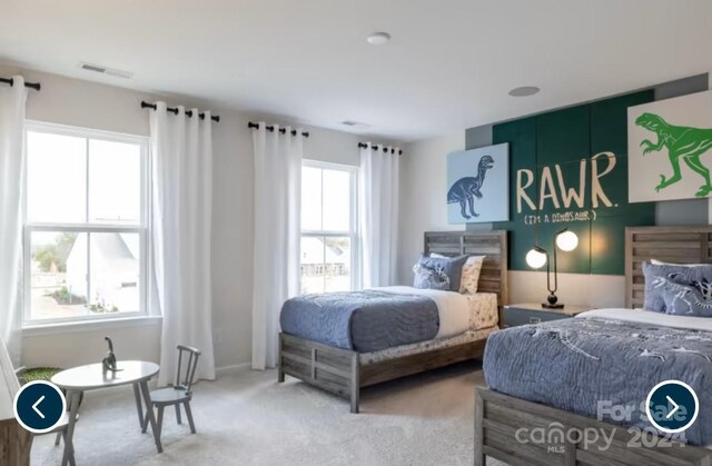 bedroom featuring carpet and multiple windows