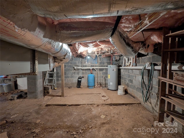 basement with electric water heater