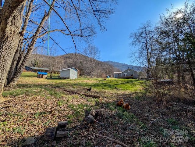 view of yard featuring a mountain view