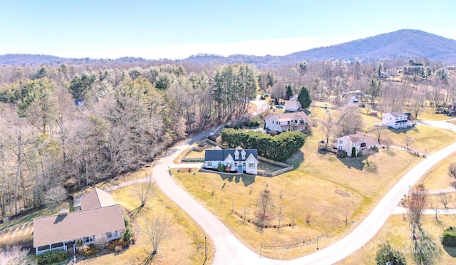 bird's eye view featuring a mountain view