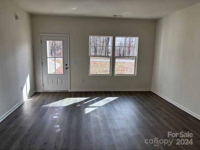 interior space with dark hardwood / wood-style floors