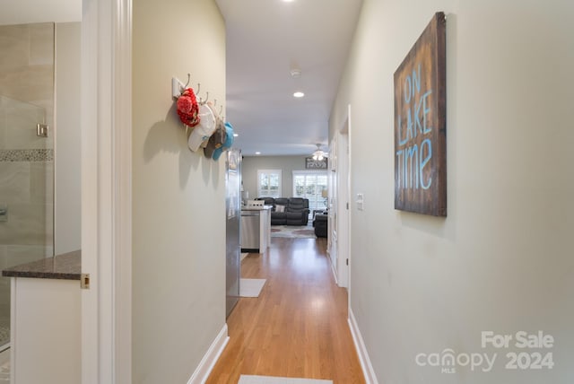 hall featuring light wood-type flooring