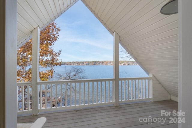 deck with a water view