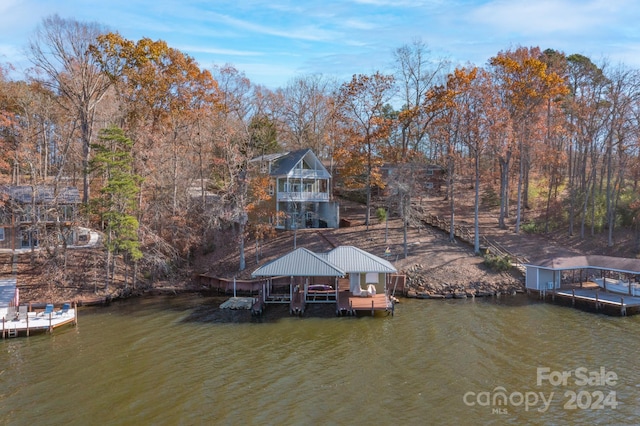 view of dock featuring a water view