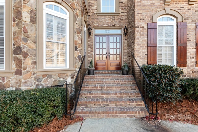 doorway to property featuring french doors