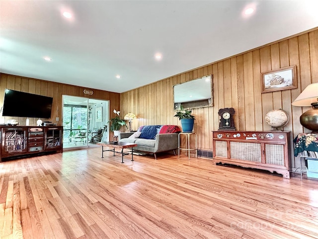 81 Jericho Dr, Tryon, NC 28782 - living area with wood walls, wood finished floors, and recessed lighting
