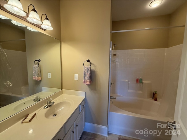 bathroom with vanity and shower / bath combination