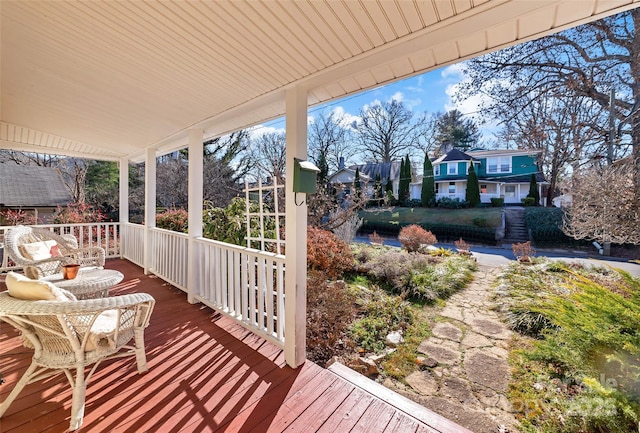 deck with covered porch