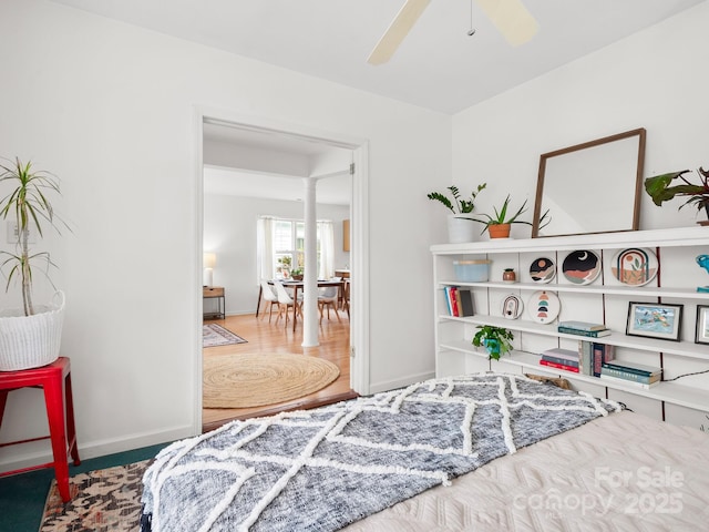 bedroom with wood-type flooring