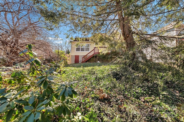 view of yard with a deck