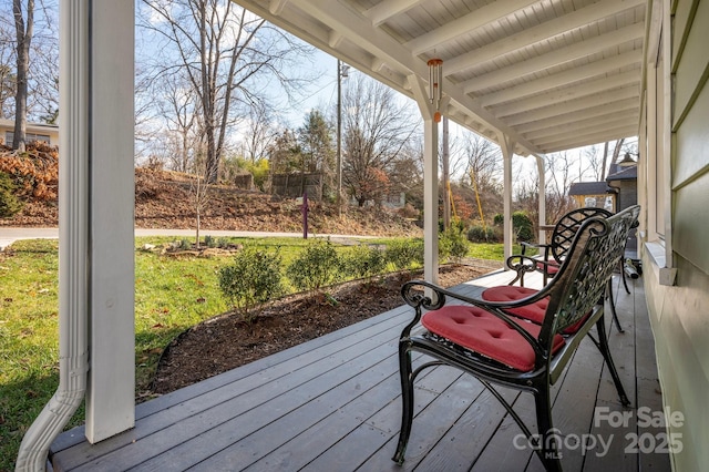 deck featuring covered porch