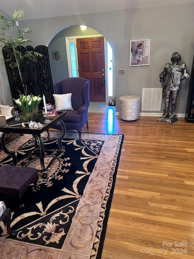 living room with hardwood / wood-style floors