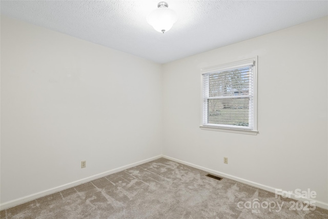 unfurnished room with light colored carpet and a textured ceiling