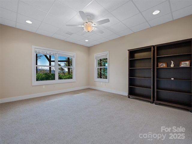 20 Red Plum Ln, Black Mountain, NC 28711 - carpeted spare room featuring a ceiling fan, a paneled ceiling, baseboards, and recessed lighting