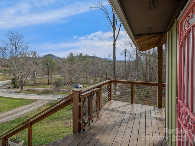 deck featuring a mountain view