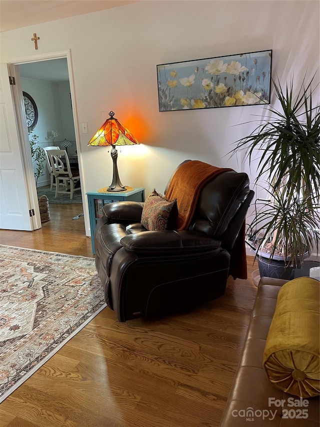 living area featuring hardwood / wood-style flooring