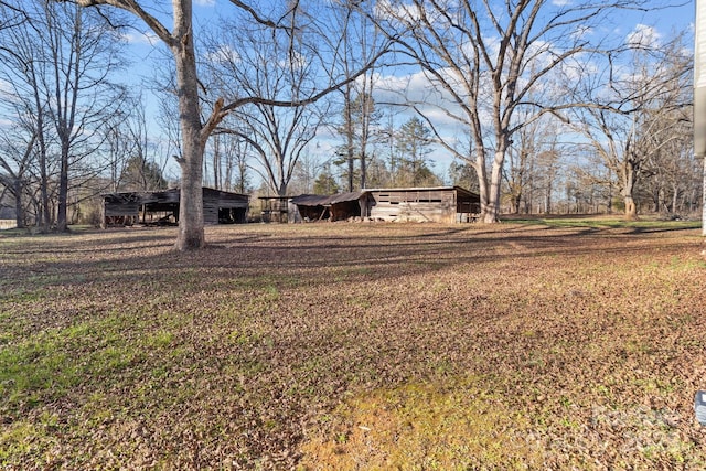 view of yard featuring an outdoor structure