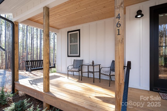 deck featuring covered porch