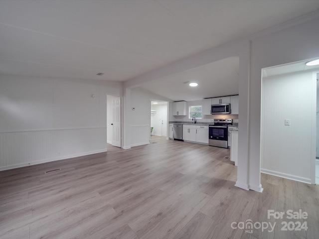 unfurnished living room with light hardwood / wood-style flooring