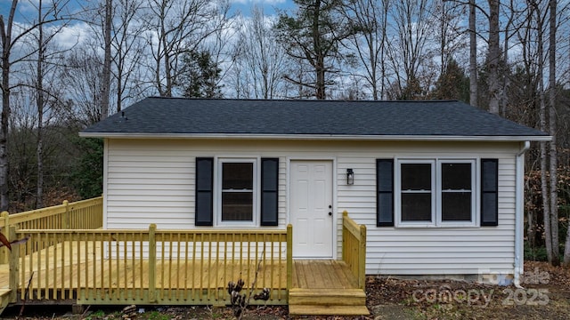 view of front of home with a deck