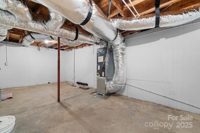 basement with heating unit