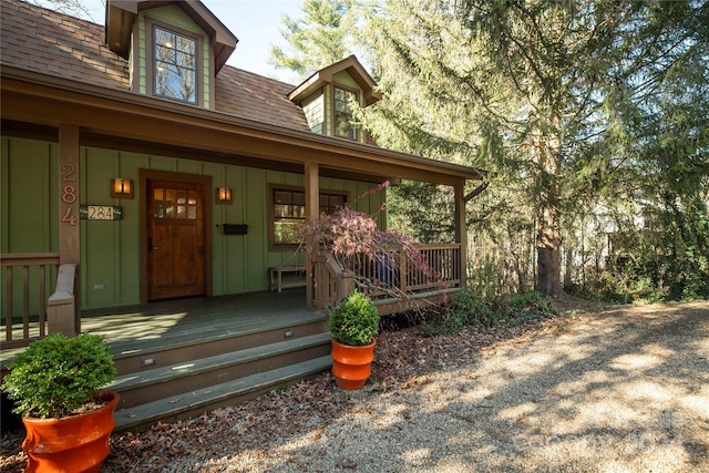 entrance to property with a porch