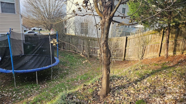 view of yard featuring a trampoline