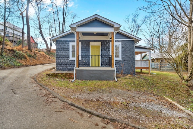 view of bungalow-style home