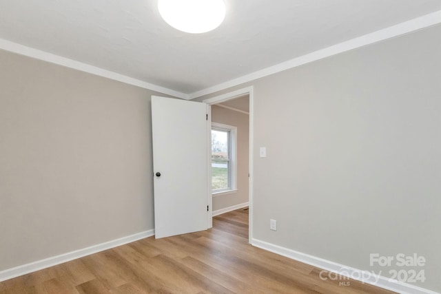 spare room with light hardwood / wood-style flooring