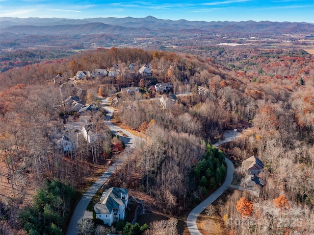 drone / aerial view with a mountain view