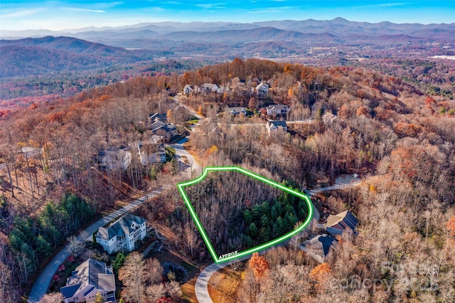 birds eye view of property featuring a mountain view