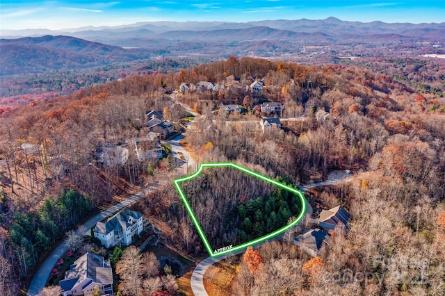 99999 Bay Laurel Ln, Hendersonville, NC 28791 - aerial overview of property's location with a mountainous background and property boundaries highlighted