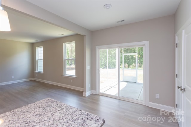 interior space featuring a wealth of natural light and hardwood / wood-style floors