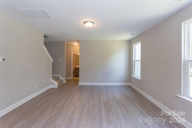 unfurnished living room with light hardwood / wood-style floors