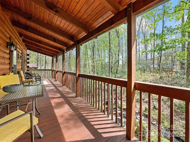 wooden deck featuring covered porch