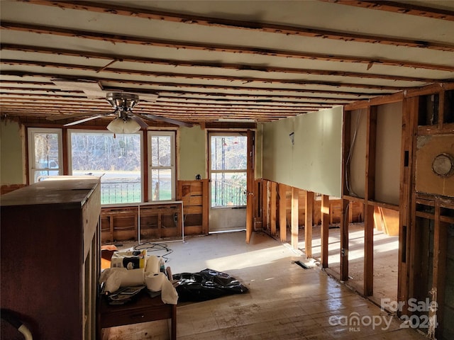 misc room with ceiling fan