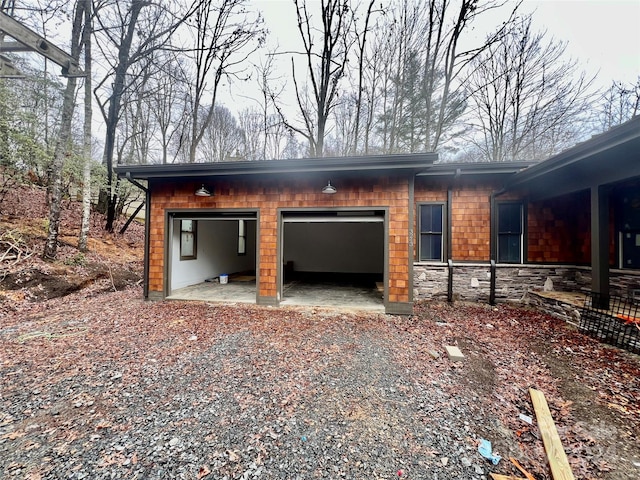 exterior space with a garage