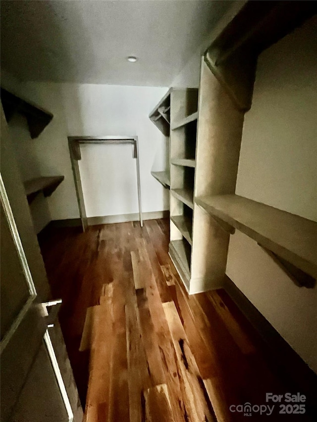 spacious closet featuring hardwood / wood-style flooring