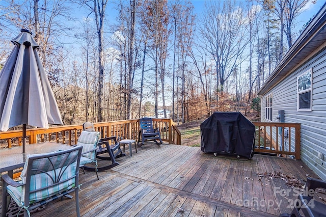 deck featuring grilling area