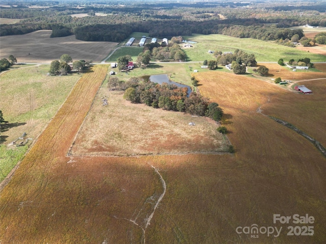 aerial view featuring a rural view