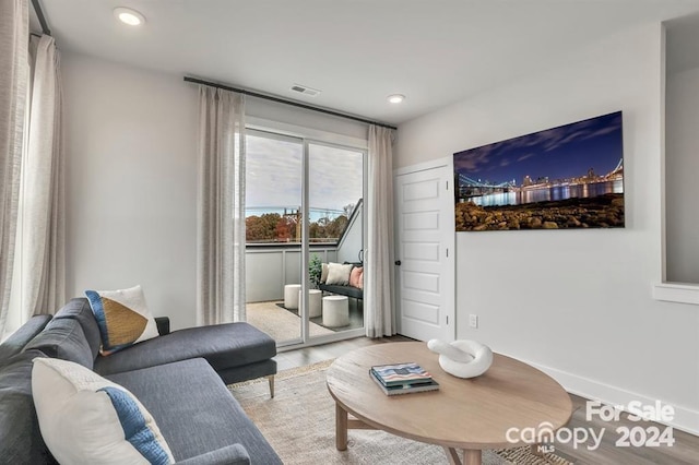 living room featuring hardwood / wood-style flooring